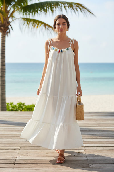 Strap Sleeve Detail Neck Dress
