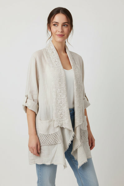 Open Front Linen Jacket
