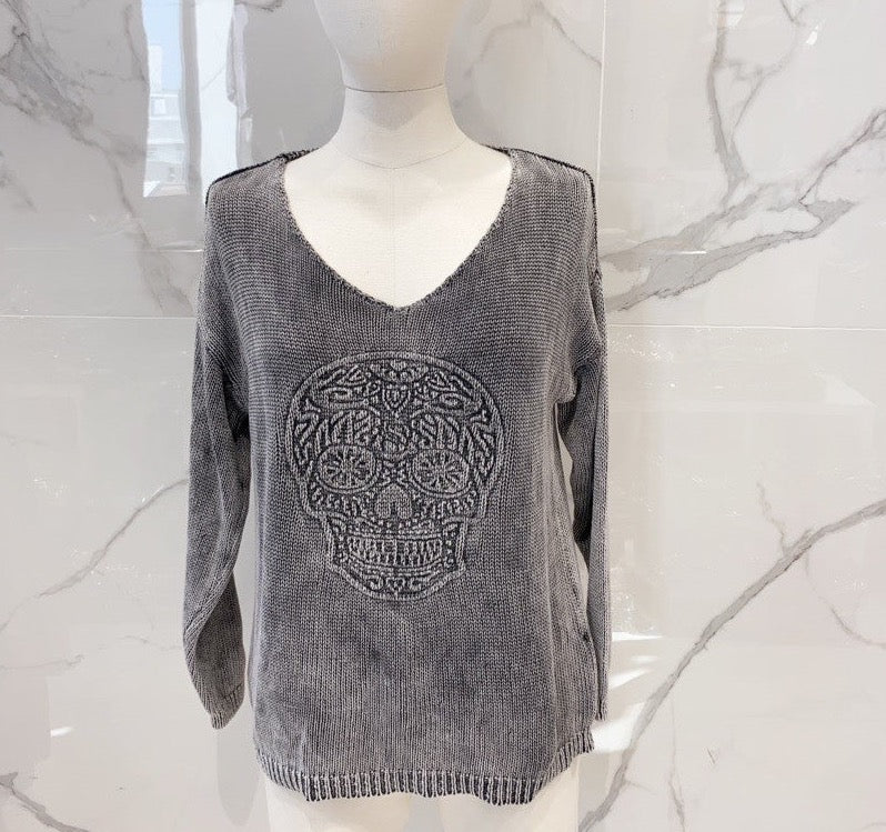 Skeleton Front Cotton Sweater - Italian