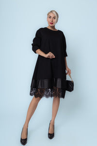 Lace Bottom Cotton Dress - Italian