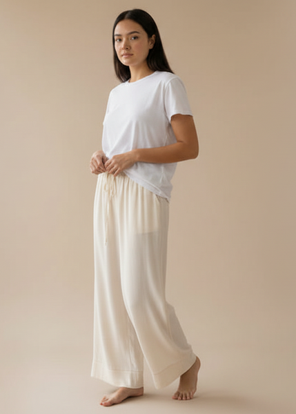 Wide Leg Linen Mixed Pants