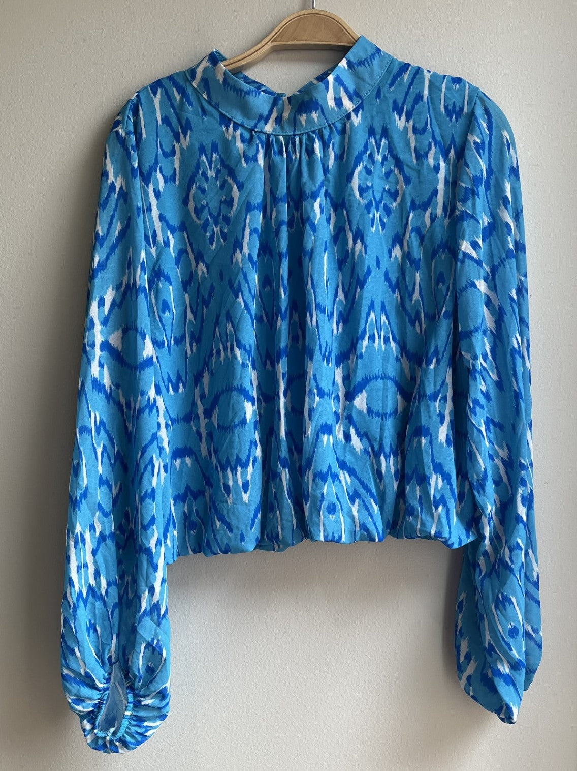 Long Sleeve Mock Neck Print Top