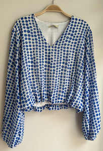 Long Sleeve V Neck Polka Dot Top