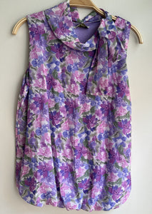 Sleeveless Bow Shoulder Print Top