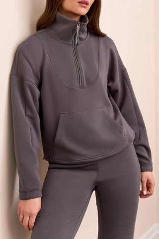 Long Sleeve Mock Neck Top With Zipper