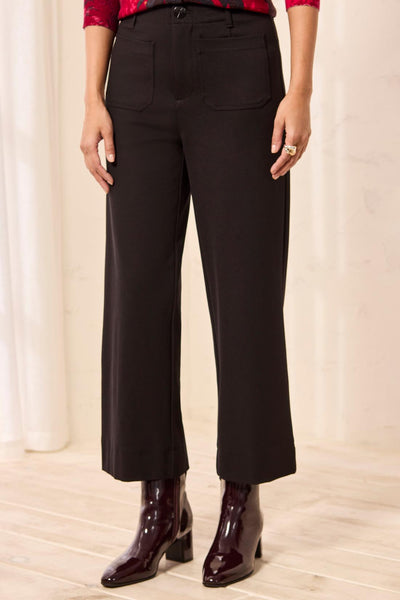 High-Rise Ponte Wide Leg Capri With Pockets