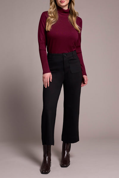 High-Rise Ponte Wide Leg Capri With Pockets