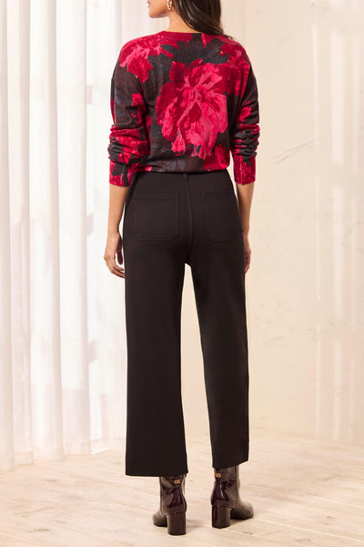 High-Rise Ponte Wide Leg Capri With Pockets