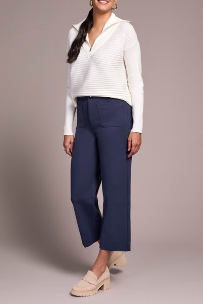 High-Rise Ponte Wide Leg Capri With Pockets