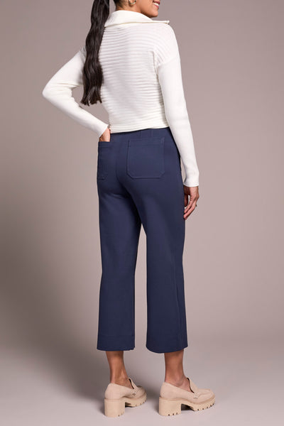 High-Rise Ponte Wide Leg Capri With Pockets