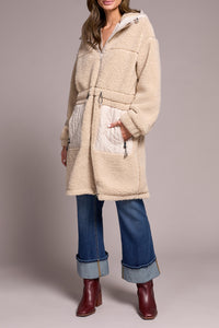 Hooded Lined Zip Front Coat