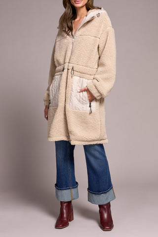 Hooded Lined Zip Front Coat