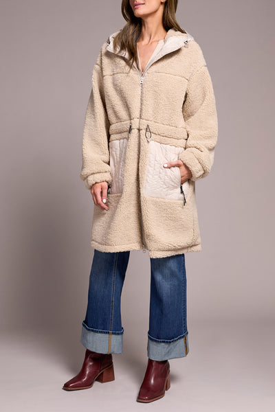Hooded Lined Zip Front Coat