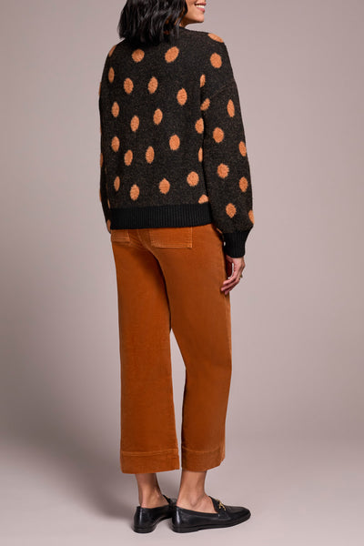 Long Sleeve Crew Neck Polka Dot Sweater