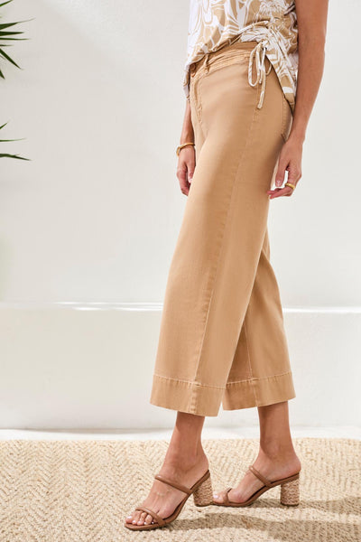 High-Rise Fly Front Palazzo With Waist Band Detail
