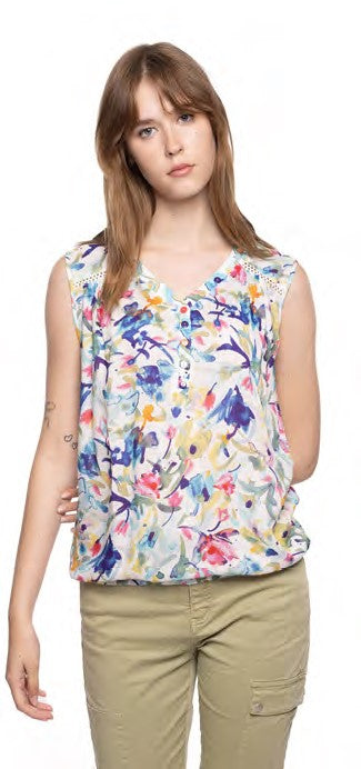 Sleeveless Floral Print Top
