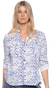 Roll/Up Sleeve Print Blouse