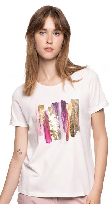 Cotton Mixed Print T-shirt