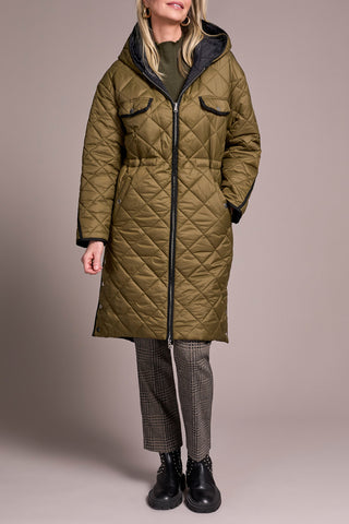 Zip/Front Reversible Puffer With Hoodie
