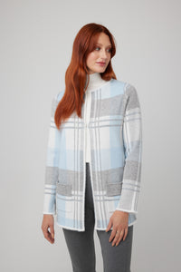 Open Front Plaid Cardigan