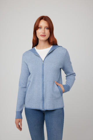 Zipper Front Hooded Cardigan