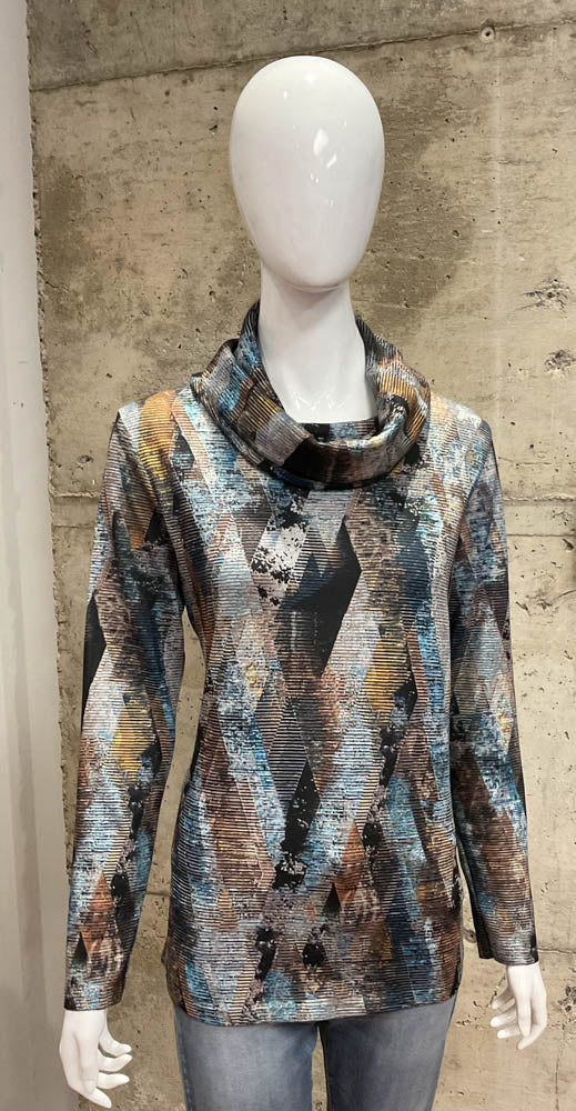 Cowl Neck Print Top