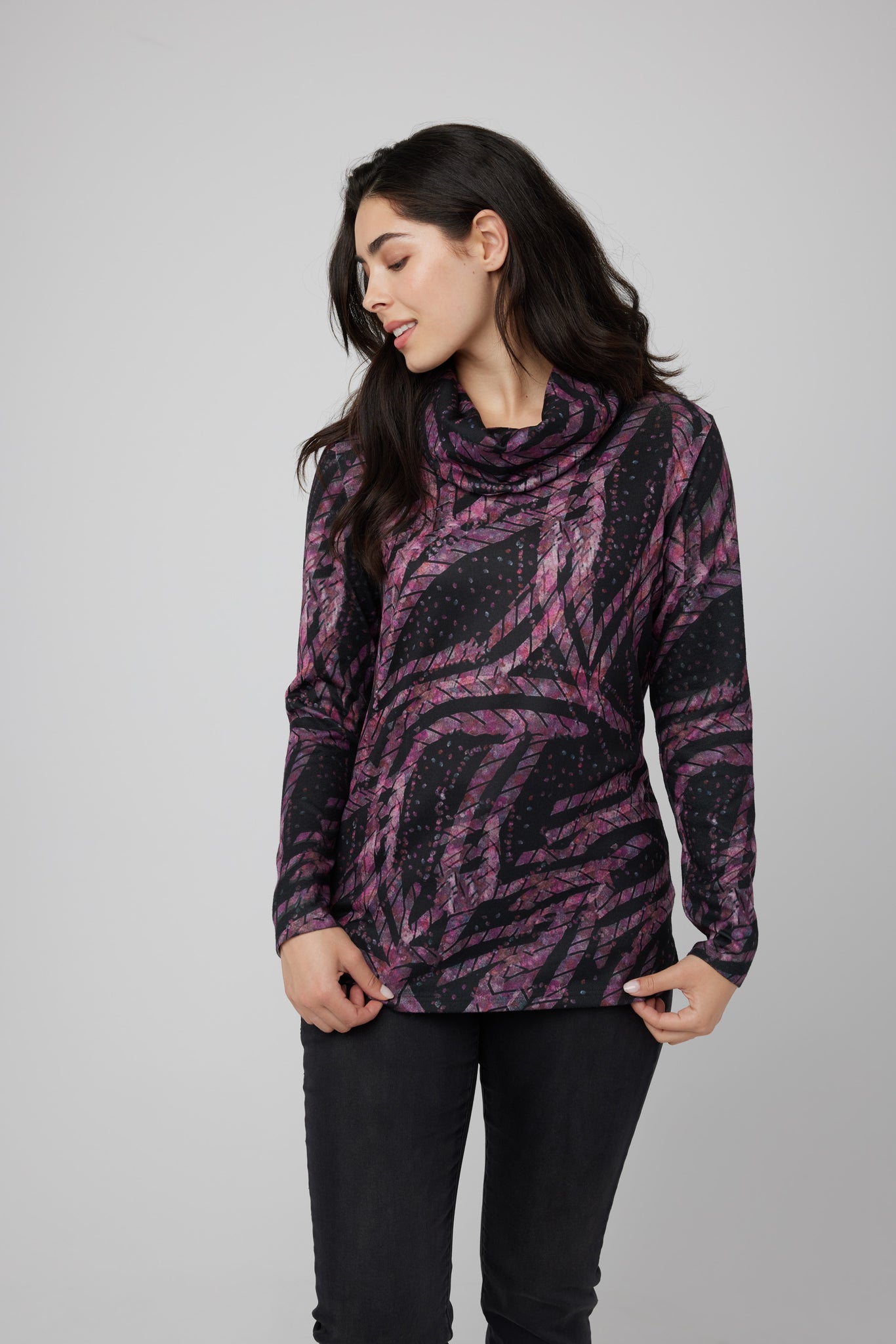 Cowl Neck Print Top