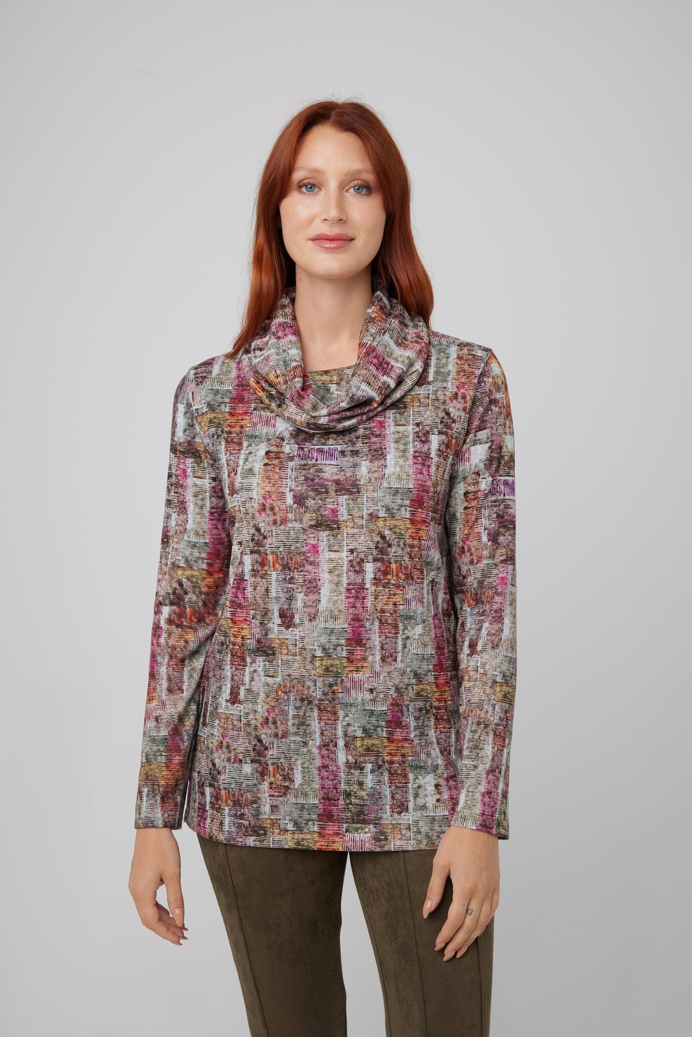 Cowl Neck Print Top