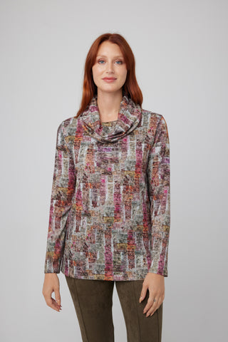 Cowl Neck Print Top