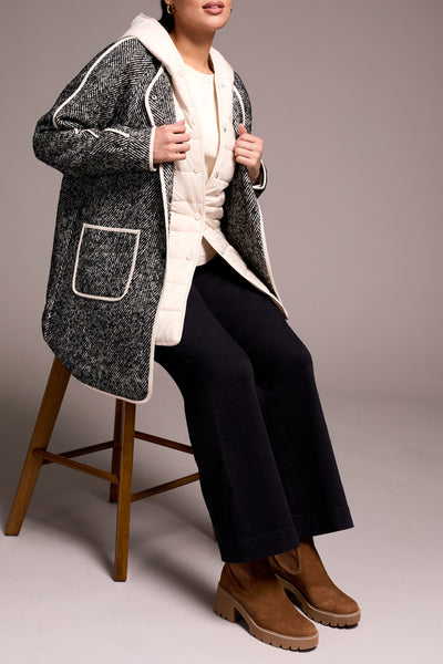 Herringbone Light Weight Coat With Fooler Hood