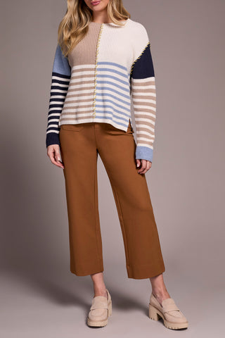 Long Sleeve Boat Neck Stripe Sweater