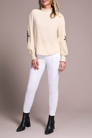 Mock Neck Detail Sleeve Top