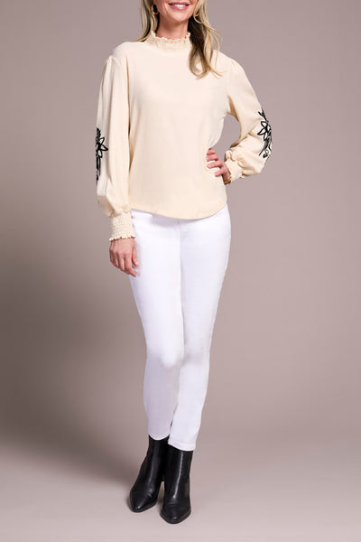 Mock Neck Detail Sleeve Top