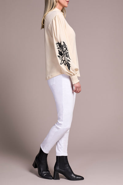 Mock Neck Detail Sleeve Top