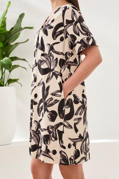 Short Sleeve Printed Tunic Dress