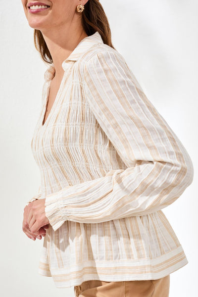 Long Sleeve Blouse With Smocking