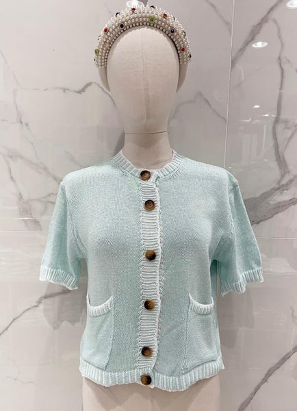 Short Sleeve Button Front Cardigan