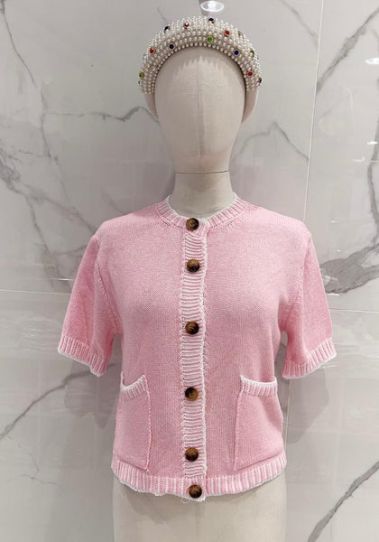 Short Sleeve Button Front Cardigan