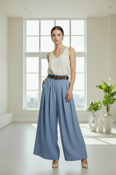 Pleat Wide Leg Pants