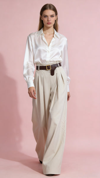 Pleat Wide Leg Pants