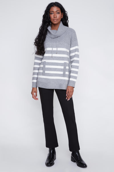 Cowl Neck Stripe Sweater