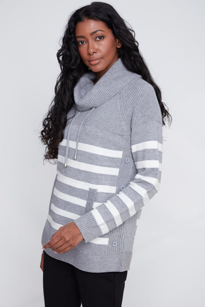 Cowl Neck Stripe Sweater