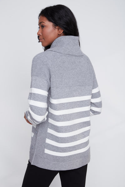 Cowl Neck Stripe Sweater