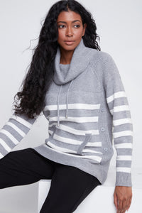 Cowl Neck Stripe Sweater