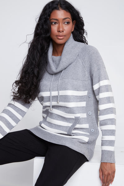 Cowl Neck Stripe Sweater