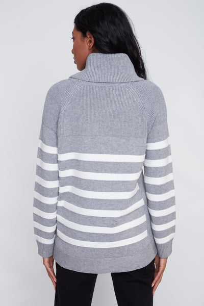 Cowl Neck Stripe Sweater