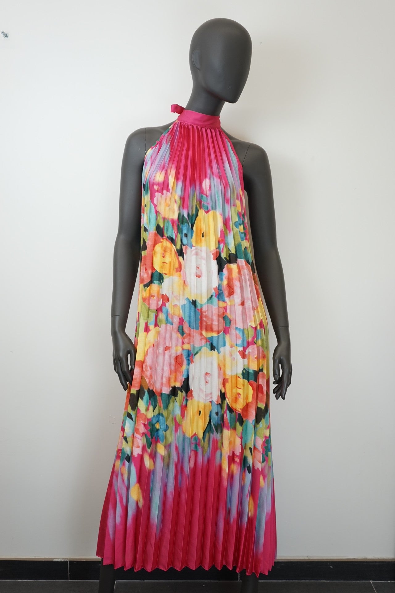 Long Pleat Floral Dress