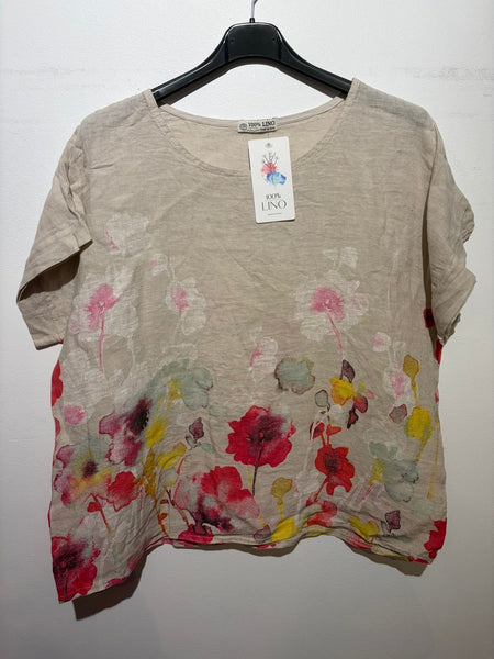 Floral Print Linen Top - Italian