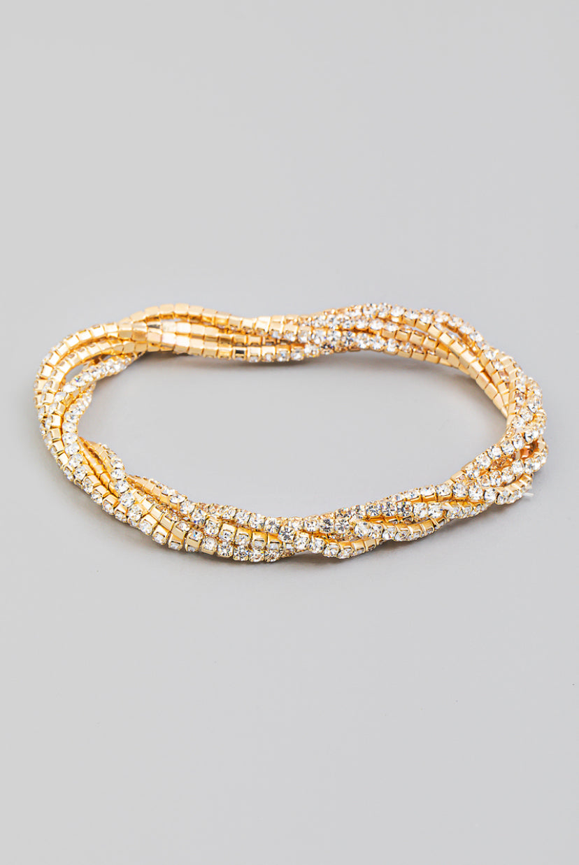 Rhinestone Chain Twist Stretch Bracelet