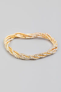 Rhinestone Chain Twist Stretch Bracelet